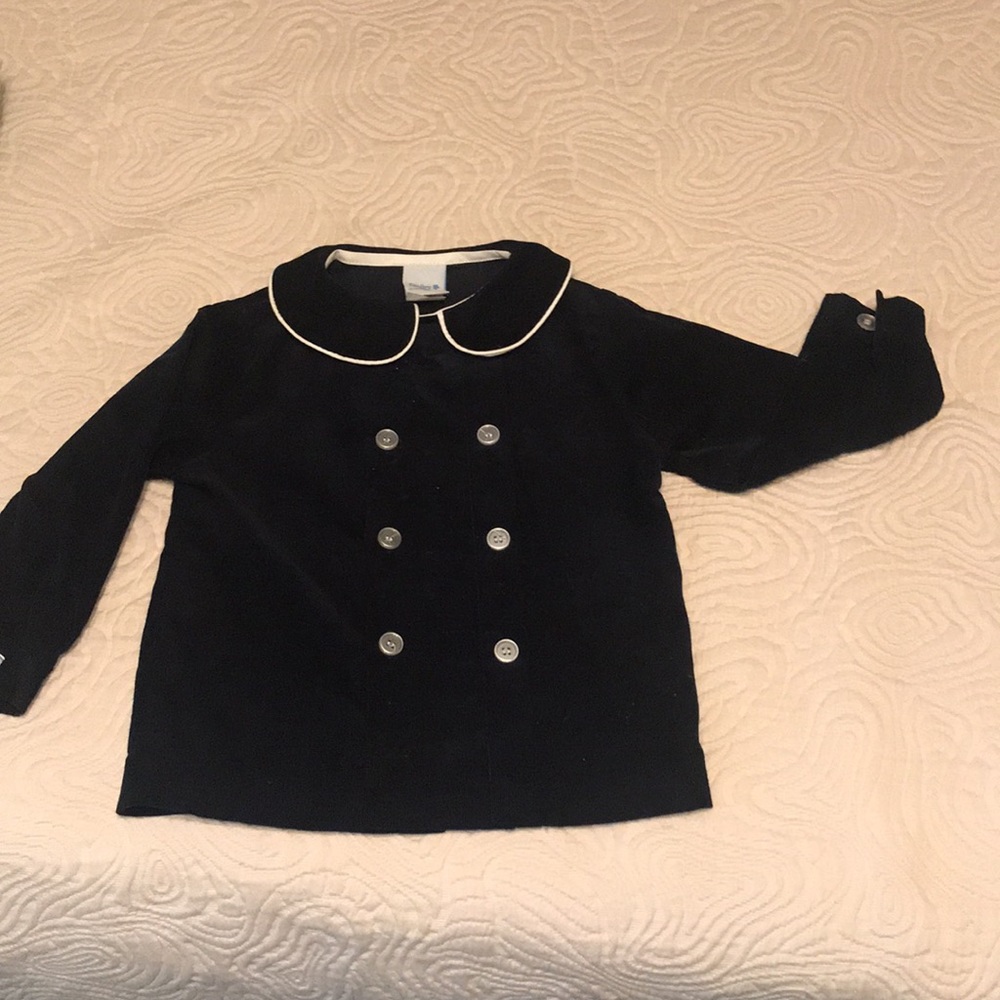 Boys double breasted navy blue coat, 2 T